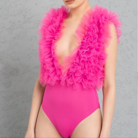 KikiRiki  Fuschia Tulle Ruffle Bodysuit - Picture 5 of 8